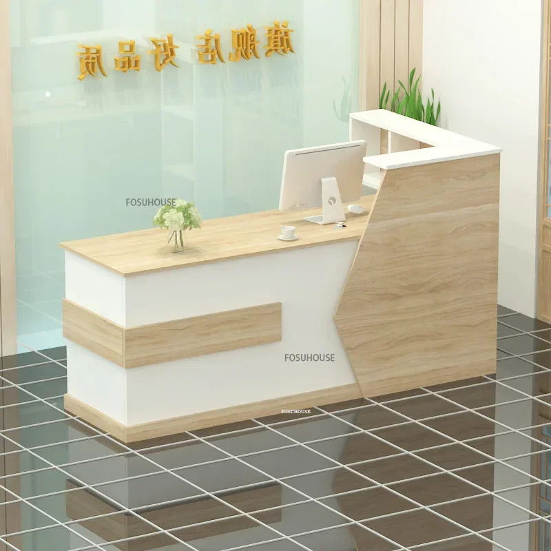 Modern Wood Company Front Reception Desk Simple Office Furniture Cashier Desk Parental Advisory Multifunctional TableN