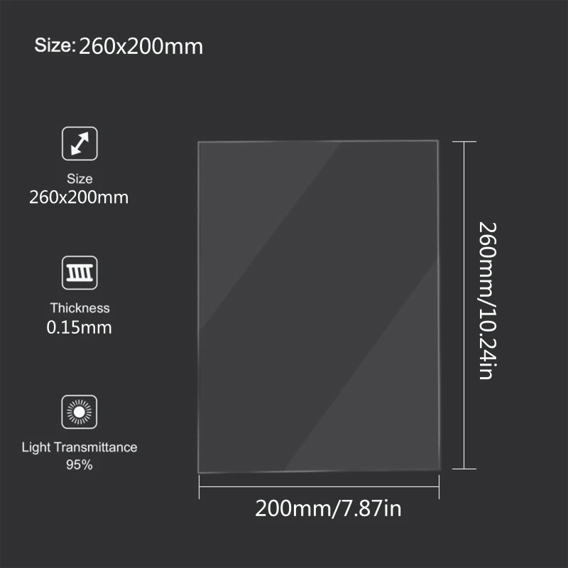 ANYCUBIC /S/HALOT-ONE LCD SLA DLP 3D 프린터용 5PCS FEP 필름 이형 필름, 200x260x0.15mm