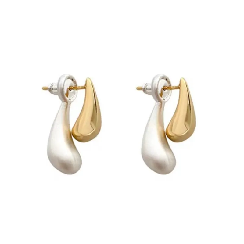 Frech Style 14K Gold Plated Stud Earrings for Women Vintage Teardrop Earring Fashion Jewelry Gifts