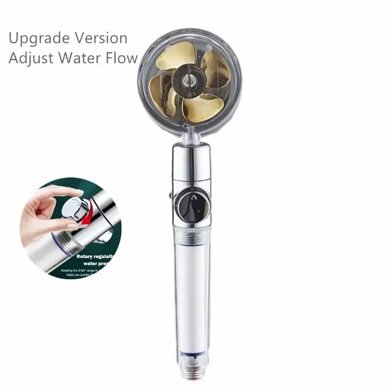 Pressurized Shower Head Water Saving 360 Rotating Twin Turbo Pressurized Propeller Fan Shower Head Bathroom Accessories 5