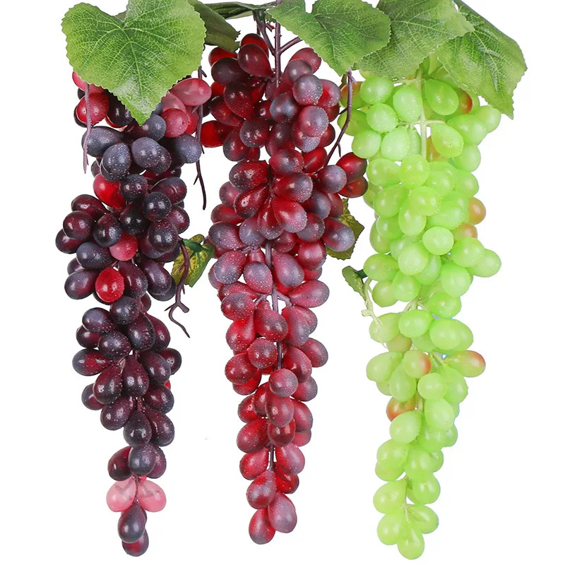 Black Red Green Purple Artificial Grapes Home Garden Bedroom Living Room Decoration Fake Fruits Wedding Birthday Party Supplies