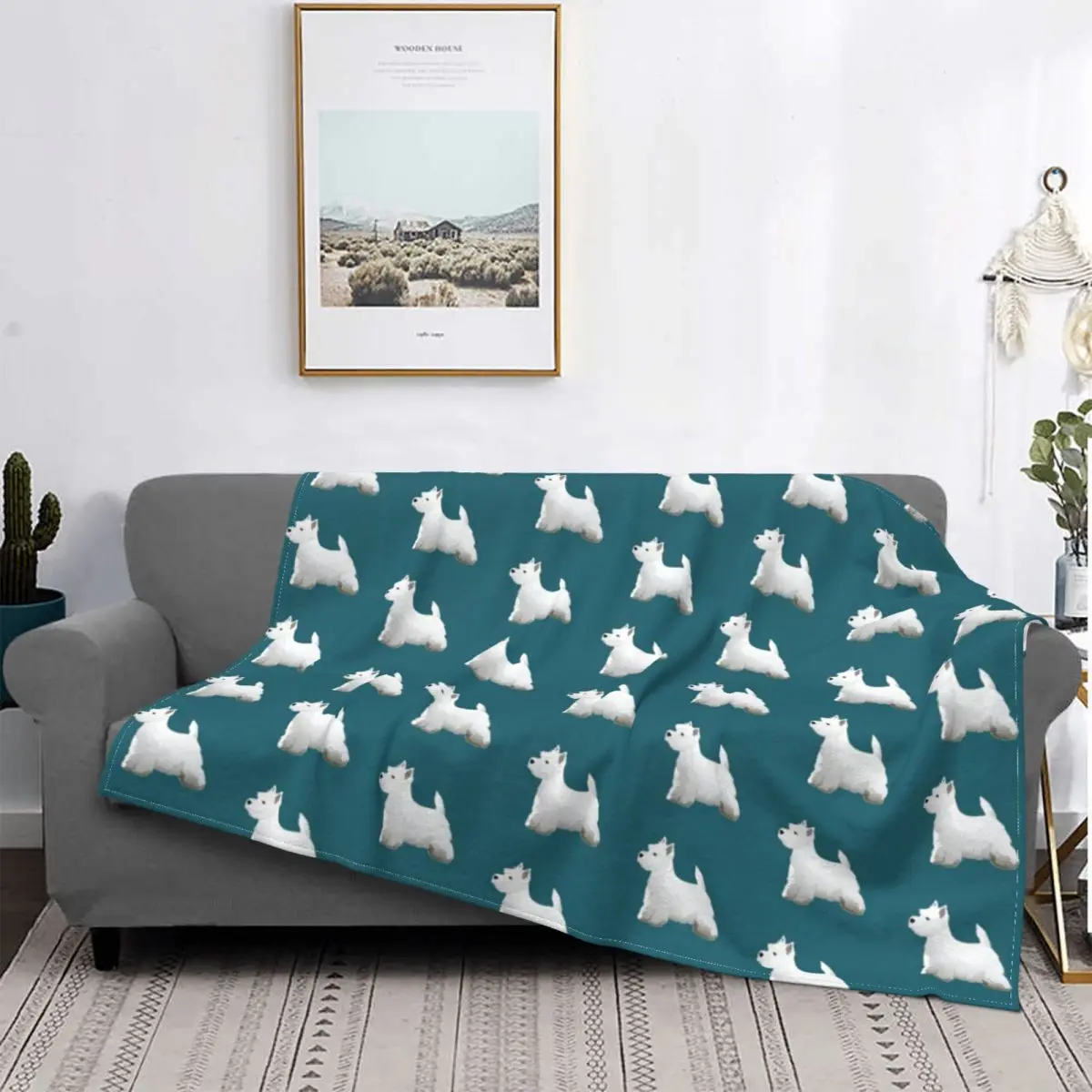 

West Highland Terrier Dog Cute Puppy Blankets Velvet Decoration Lightweight Throw Blankets for Sofa Travel Bedspread