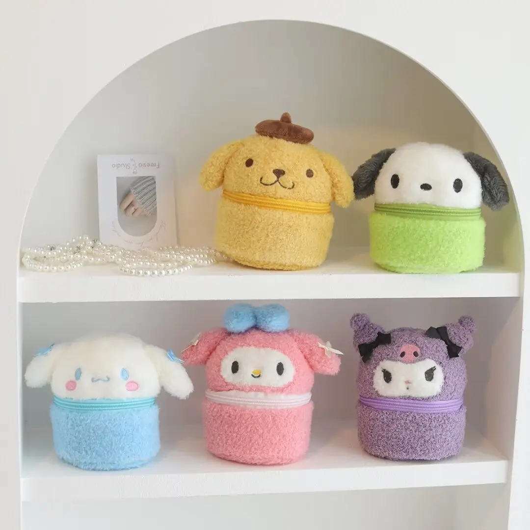 

Sanrio Cartoon Anime Cinnamoroll My Melody Plush Storage Box Cute Pom Pom Purin Pochacco Jewelry Box Kawaii Gifts For Girl