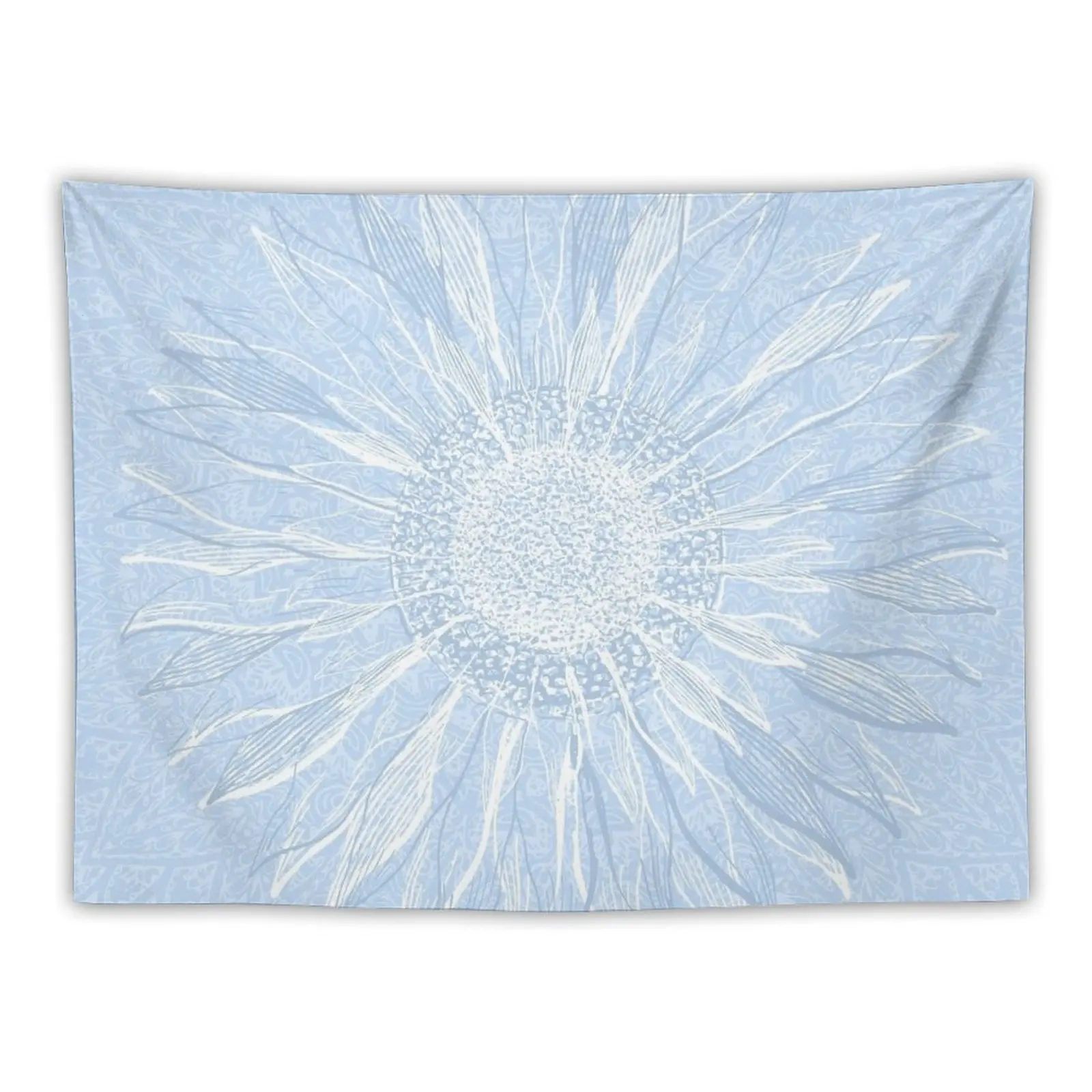 

Mandala Flower of Life, Sunflower, Sky Blue Tapestry Wall Hanging Decor Custom Tapestry