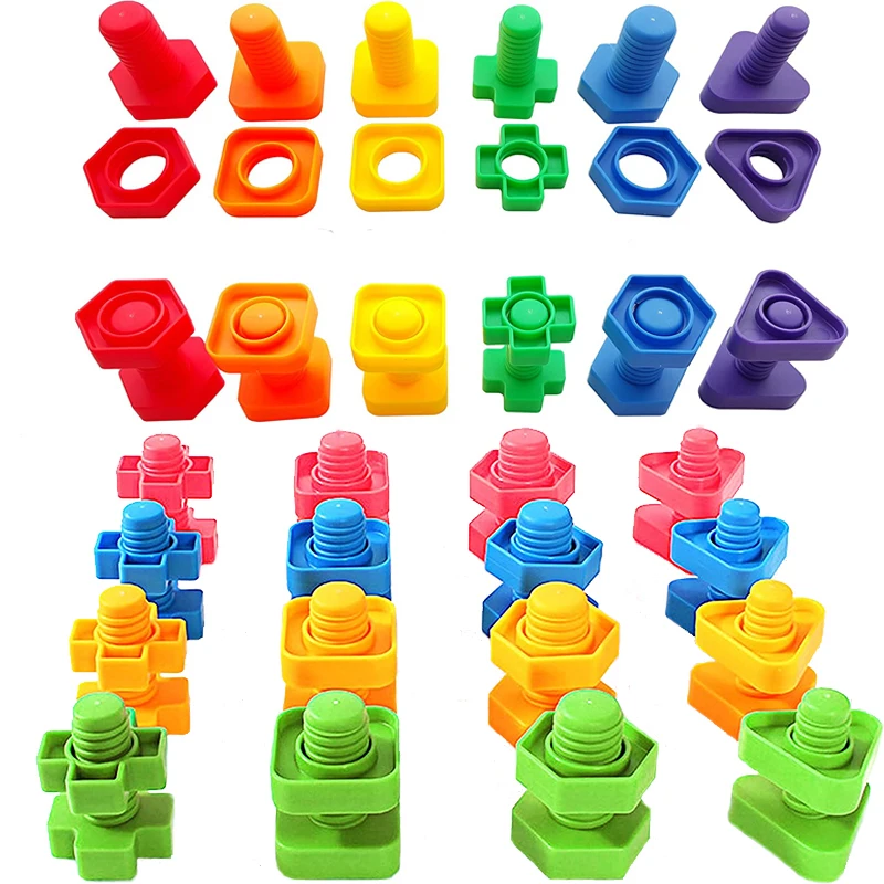 10/20 Screw Building Blocks Building Construction Set Plastic Insert Nut Shape Toddler Boys Girls Fine Motor Skills Learning Toy building block toy assemble toy