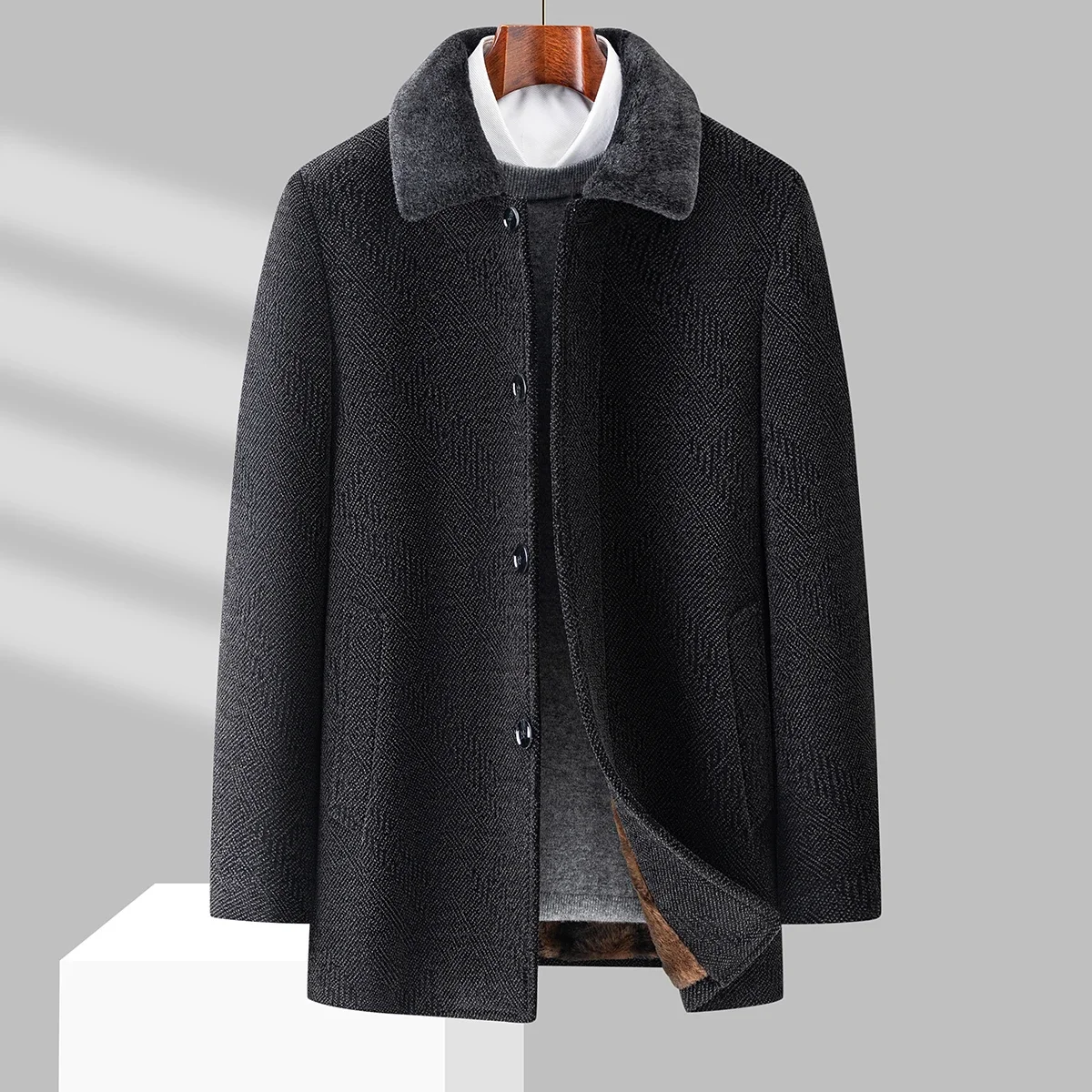 thumbnail image 1 of Chaqueta de plumón de invierno para hombre 2024, ropa de diseñador, abrigo largo, grueso, resistente al calor, forro desmontable, abrigo informal para hombre, 1 of 4