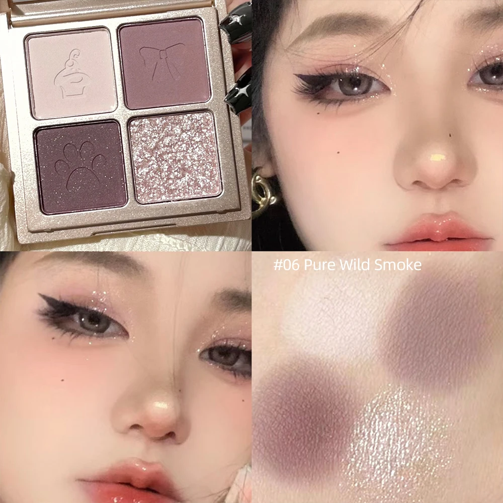 4 Colors Eyeshadow Palette Rose Pink Color Pearly Matte Glitter Eyeshadow Shiny Eye Shadow Long-lasting Eye Makeup Palette eye shadow eye shadow plate