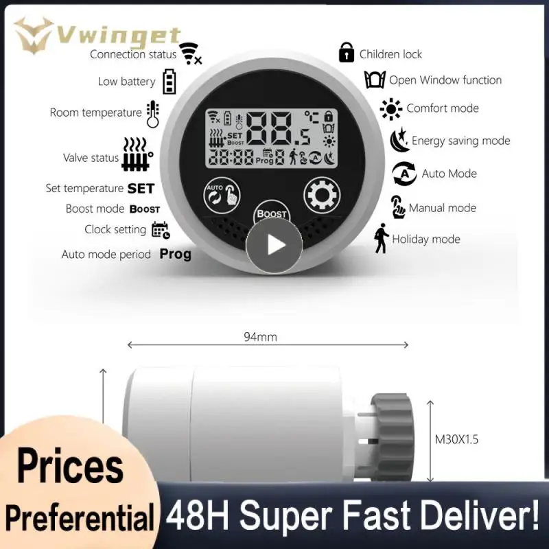 

Умный термостат Tuya, клапан радиатора TRV, программируемый контроллер подогрева пола, поддержка Alexa Яндекс Алисы, приложение Smart Life