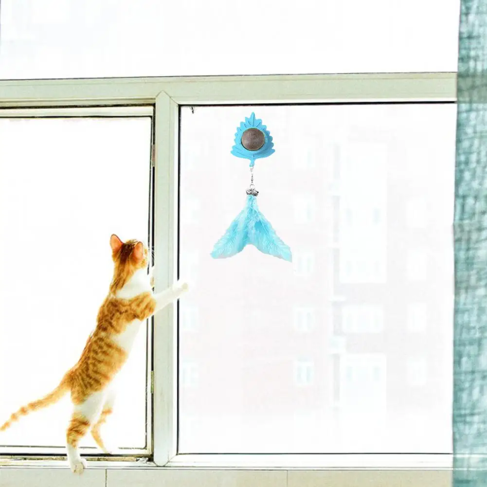 

Cat Catnip Toy with Suction Cup Cat Toy with Suction Cup Safe Dental Care Chew Toy with Feather for Cats Catnip Ball Suction Cup