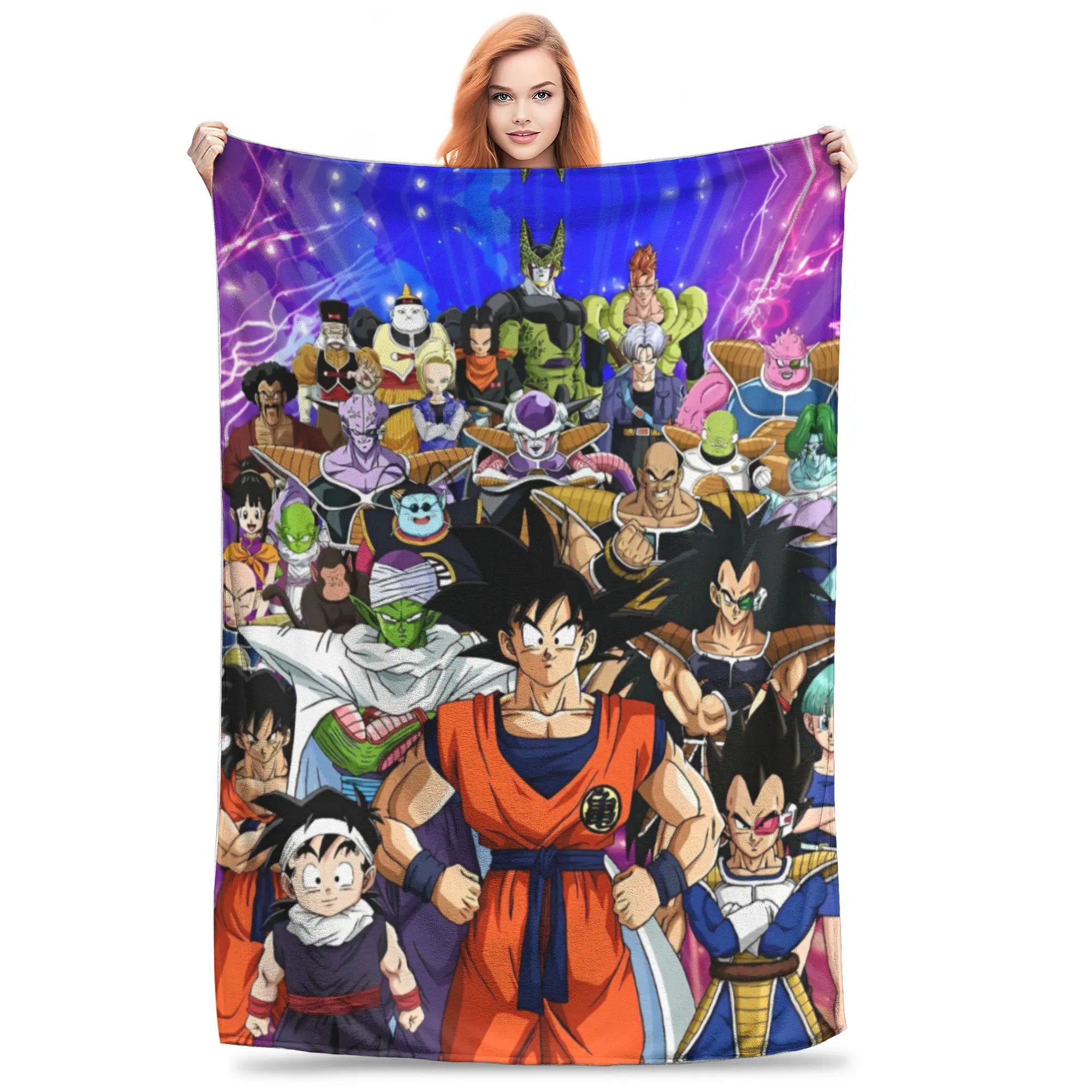 Dragon Ball Z Knitted Blanket Flannel Anime Son Goku Soft Throw