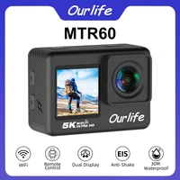 Ourlife MTR60 5K Action Camera 2.0'' Touch Screen EIS 170° Webcam 30M Waterproof 5X Zoom WiFi Sport Camera With Remote Control 1