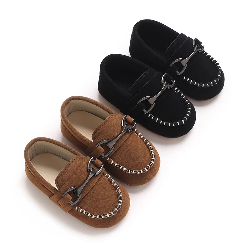 Korean Spring and Autumn Edition 0-1 Year Old Baby Walking Shoes Iron Buckle Matte Leather Bean Shoes Baby Shoes