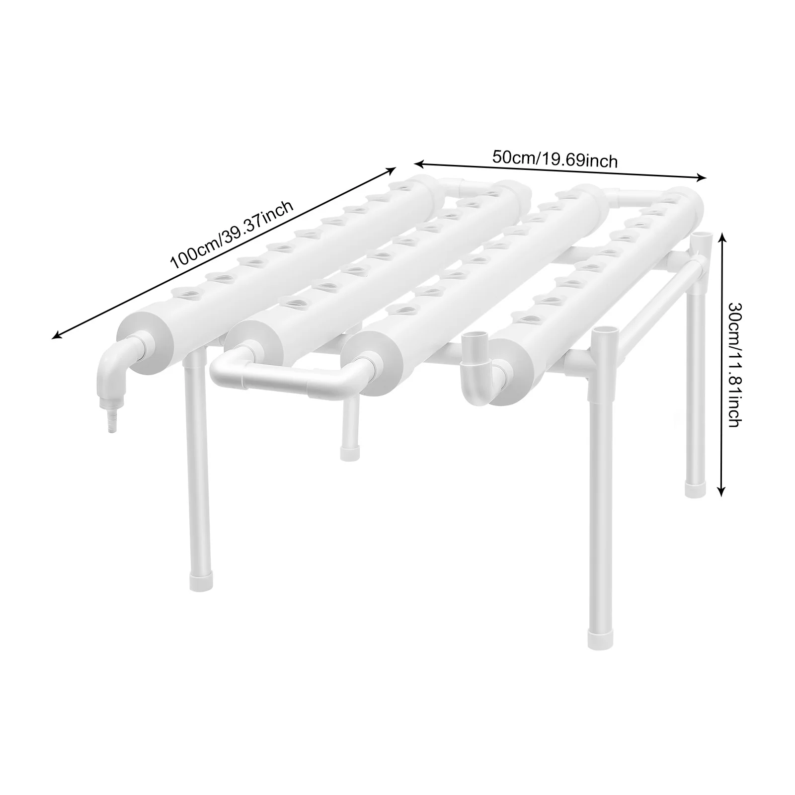 Hydroponic-Wachstumsset, einlagig, 4 Rohre, 36-Loch-Pflanzenstätten, weißes PVC-U, Hydroponic-Wachstumssystem für den Garten, soilless Anbau – Detail 1
