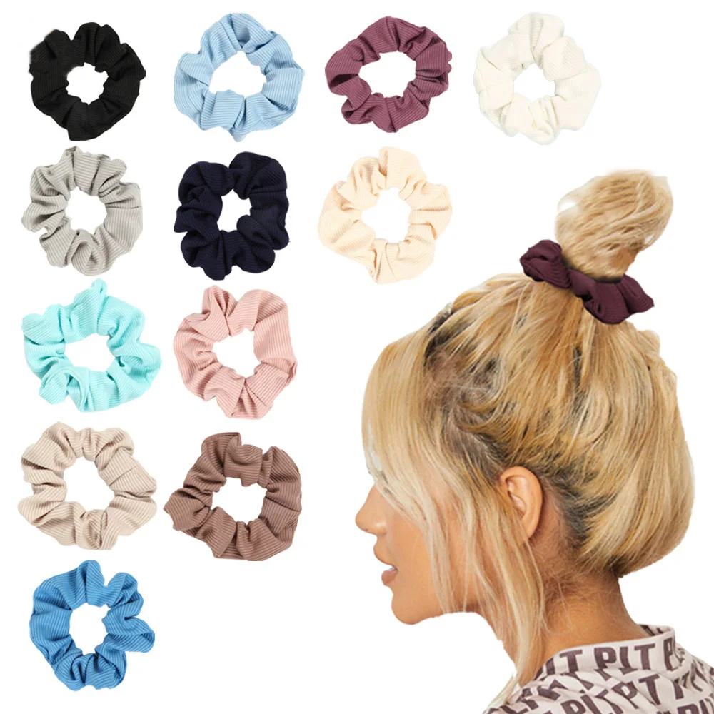Cord Scrunchie Summer Spring Corduroy Solid Fabric Scrunchies Set
