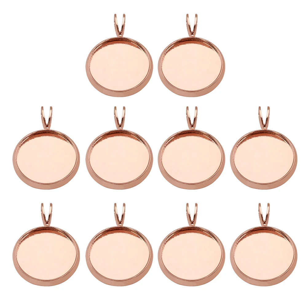10 PCS Pendant Tray Charms Round Blanks Jewelry Tray Jewelry Copper Plating Necklace