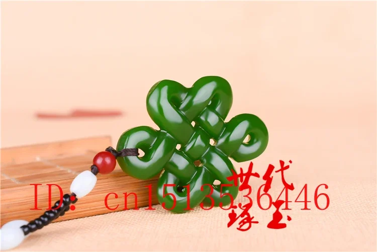 Chinese Green Jade Knot Hollow-out Pendant Necklace Charm Hand-Carved Woman Luck Gifts Amulet pendant necklace