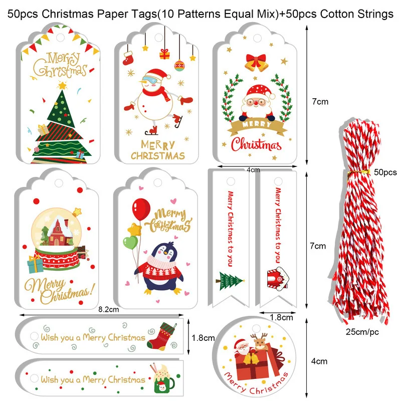 50 Etichette Regalo Natalizie In Carta Kraft A Forma Di Albero Con Spago Di Iuta Da 20 Metri