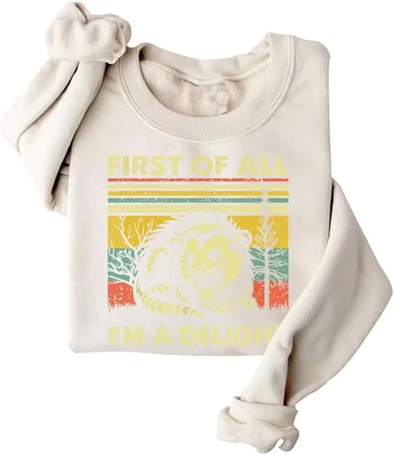First of All I'm A Delight Sweatshirt Funny Opossum Sweatshirt Harajuku Women's Sweat-shirt Pullover 4