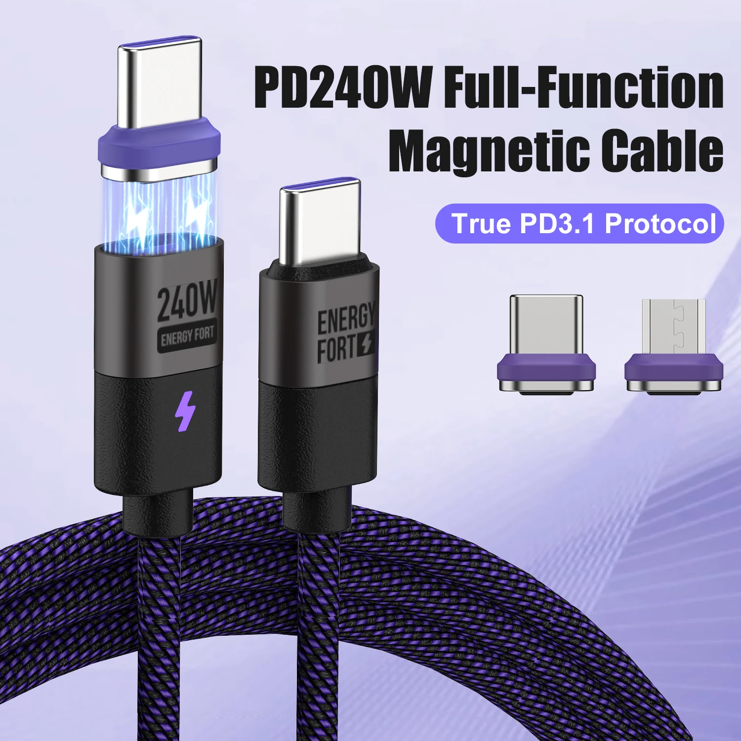 📢📢40 % DE RÉDUCTION !! ⏰Câble de recharge magnétique PD 240 W à rotation à 180°
