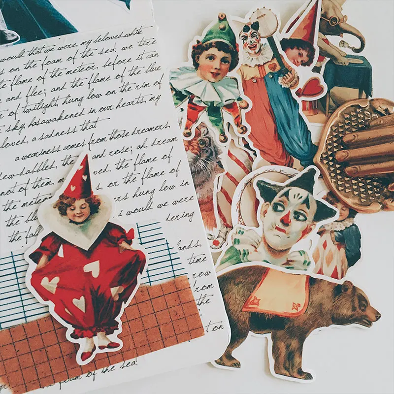 

20pcs clown circus stickers handbook Stickers DIY Craft Photo Albums Sticker/Scrapbooking Stickers