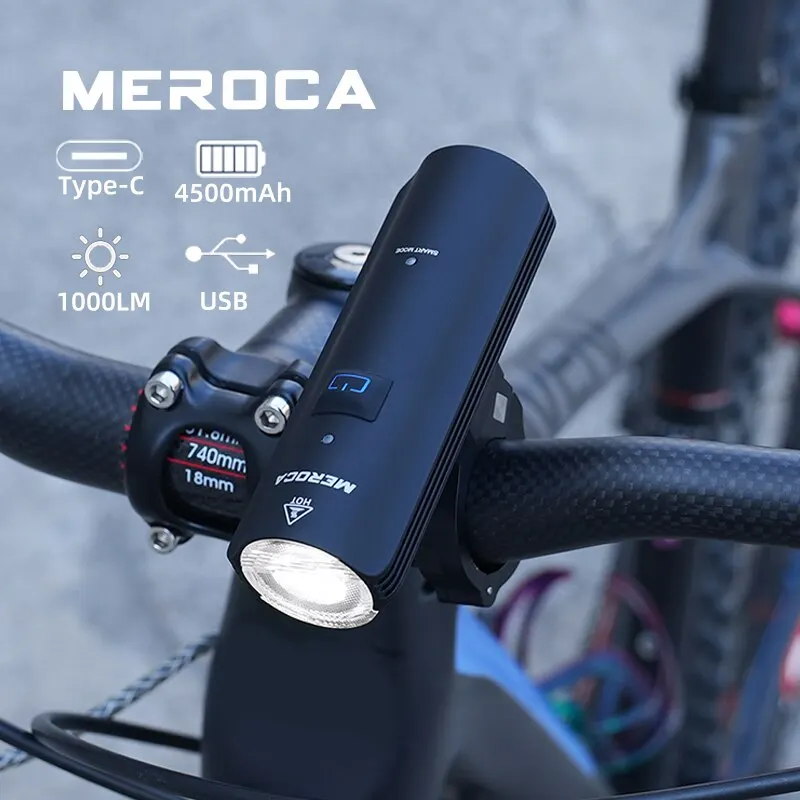 MEROCABicycleFrontLightTypeCRechargeable4500mAhIpx5Rainproof