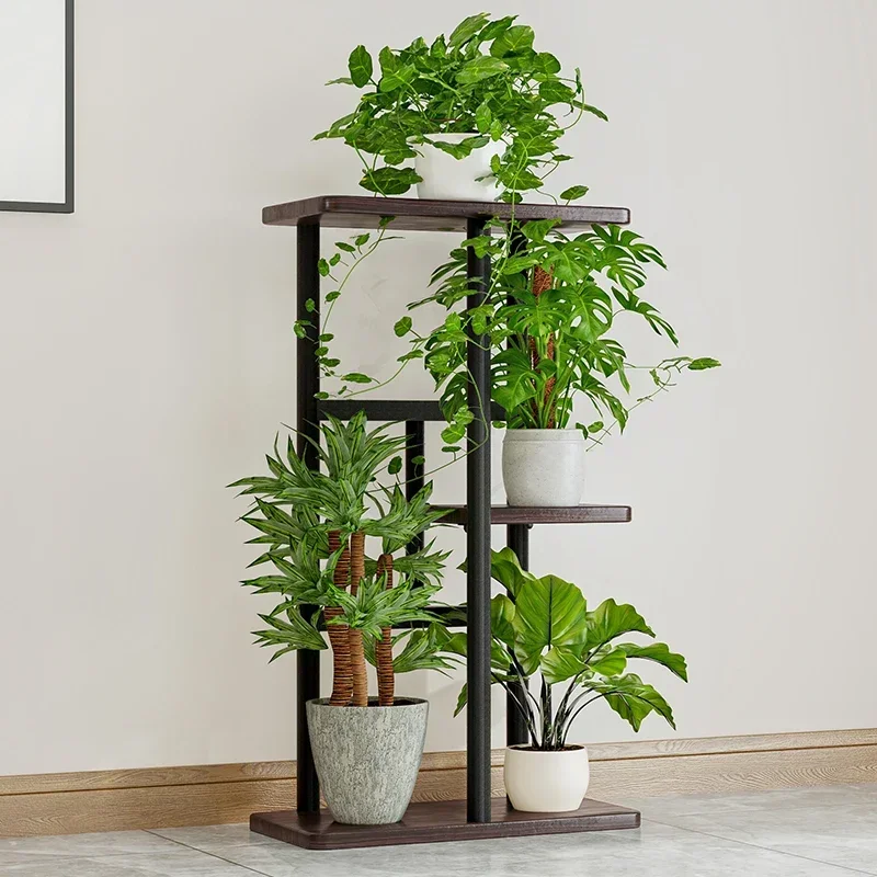 Tiered Outdoor Plant Shelf Rack Wooden Flowers Black Pedestal Plant Shelf Rack Floor Patio Bitki Rafları Balcony Furniture planter stand metal round potted plant stands flower pot planter iron rack for plant display indoor outdoor patio living room