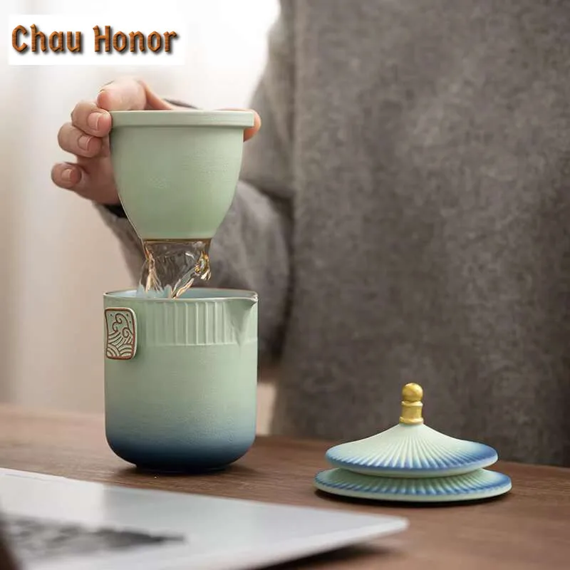 The Palace Museum Tea Set Kit Antique 1 Pot 3 Cups Household Tea Making Glass Travel Tea Set Outdoor Portable Accessories Craft