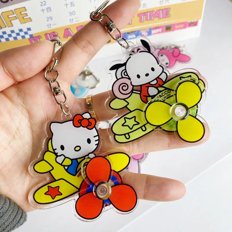 

Sanrio Rotating Keychain Acrylic Pendant Cute Cartoon Anime Hello Kitty My Melody Kuromi Pochacco Creative Gift for Girlfriends