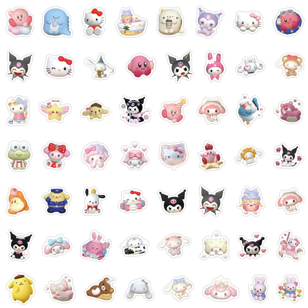 100PCS Cartoon Cute Sanrio Hello Kitty Sticker Kuromi DIY Phone Fridge Laptop Sticker Decoration Classic Toys Gift 6