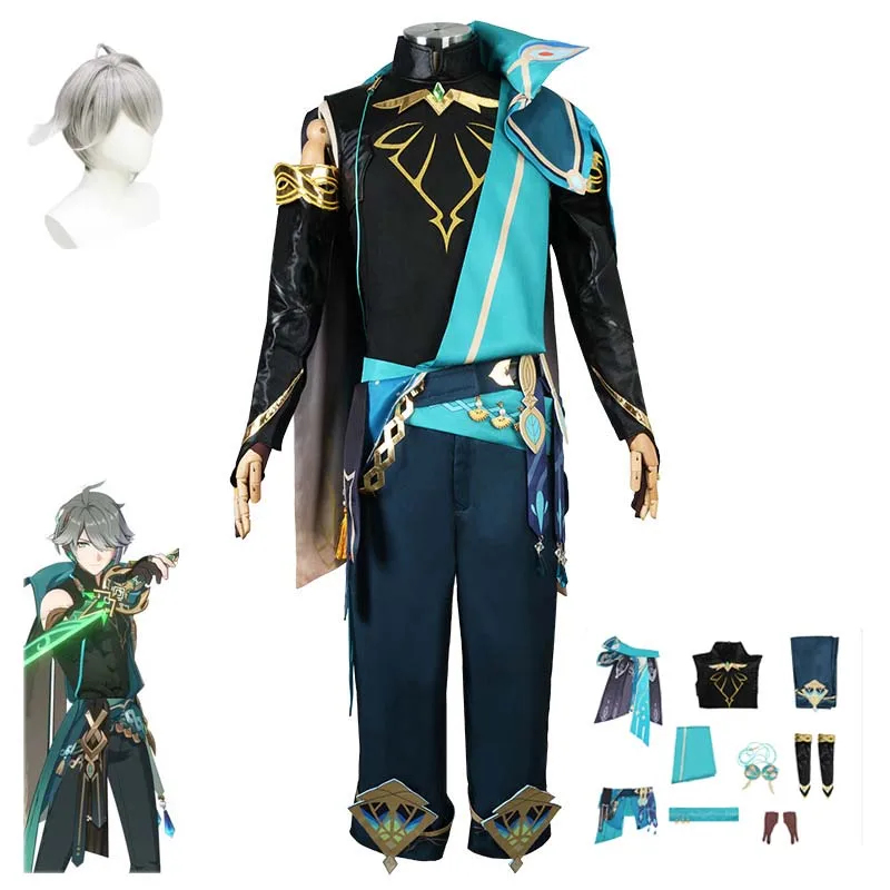 

Game Genshin Impact Sumeru Alhaitham Cosplay Costume Set Alhaitham Short with Wig Men's Uniform Halloween Alhaitham Outfits
