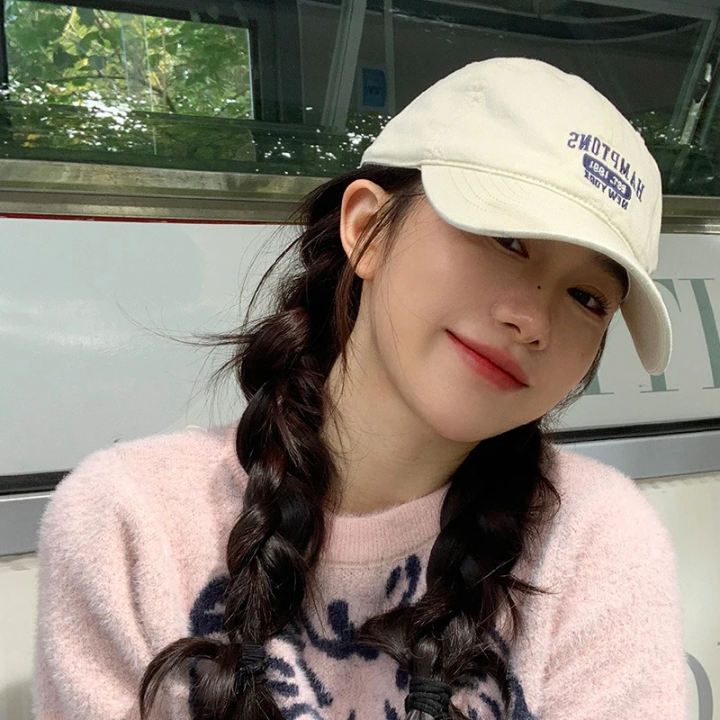편지 자수 여성 야구 모자 솔리드 컬러 패션 캐주얼 정점 모자 코튼 스냅 백 모자 썬 바이저 소녀 보닛 Casquette