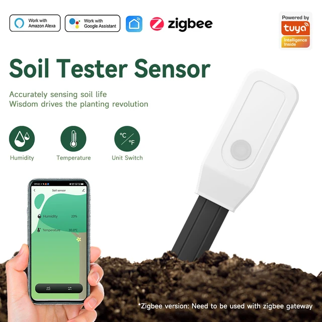 Tuya Zigbee Soil Tester Sensor Real Time Test Humidity Temperature Moisture Sensor Remote Monitoring for Flower Potting Planting 1