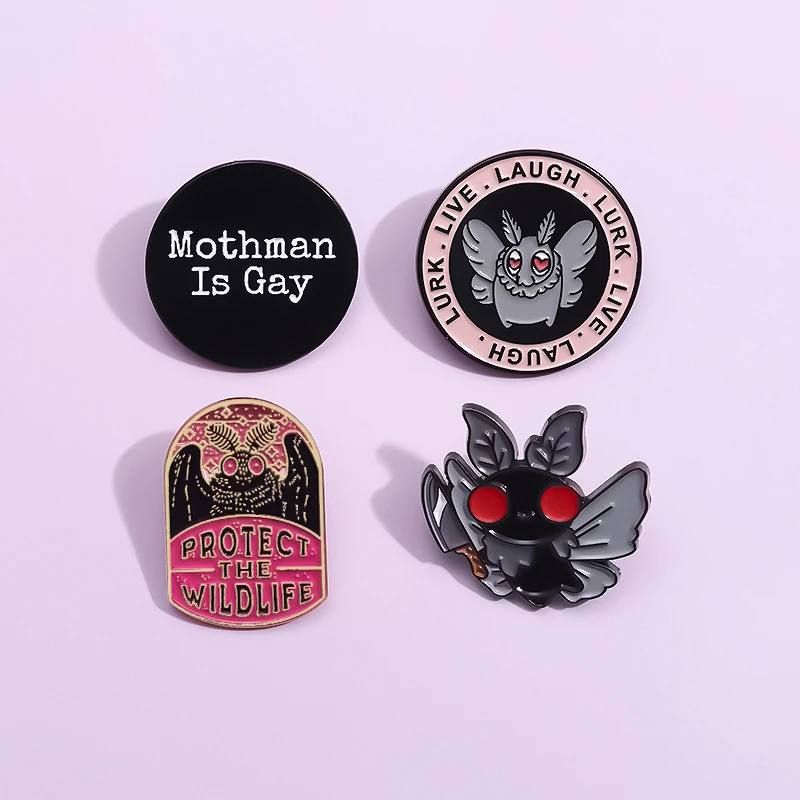 

Mothman Is Gay Enamel Pins Animal Moth Cartoon Brooches Lapel Badge LGBT Jewelry for Backpack Clothes Punk Gothic Accessories