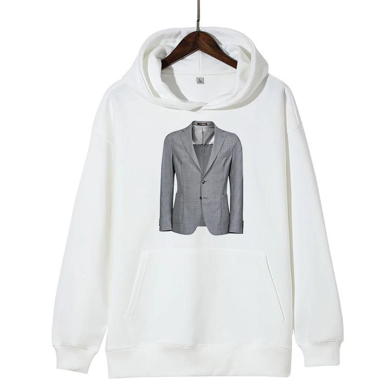 

Grey suit print men's pullover official website original design hoodies for men