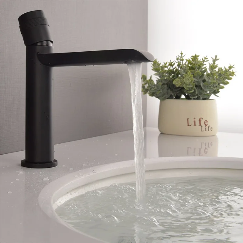 

Black All-copper Single-hole Undercounter Basin Hot And Cold Water Faucet Hotel Wash