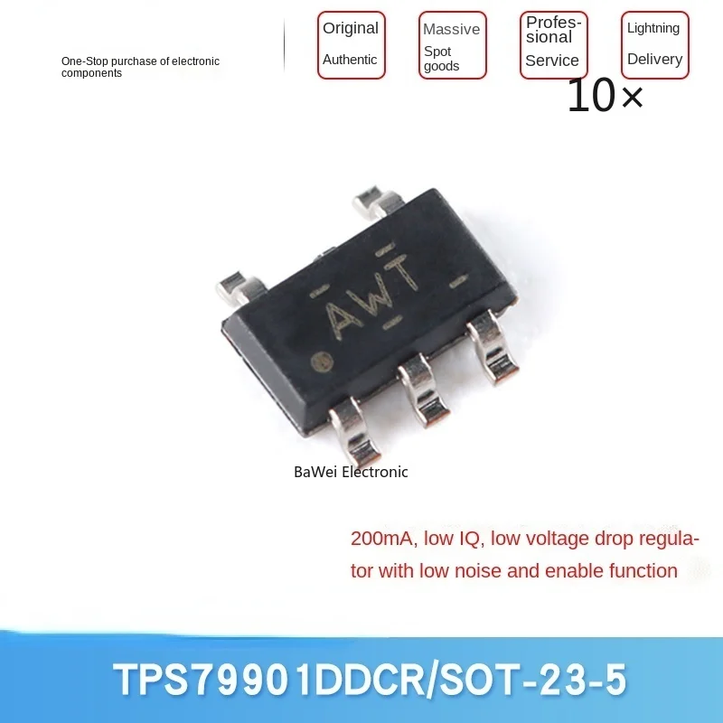 

Original TPS79901DDCR SOT-23-5 Low Dropout Regulator (LDO) Chip (10pcs)
