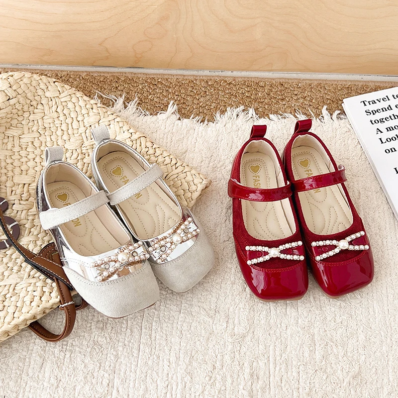 Leather Girls Ankle Strap Shoes for Autumn