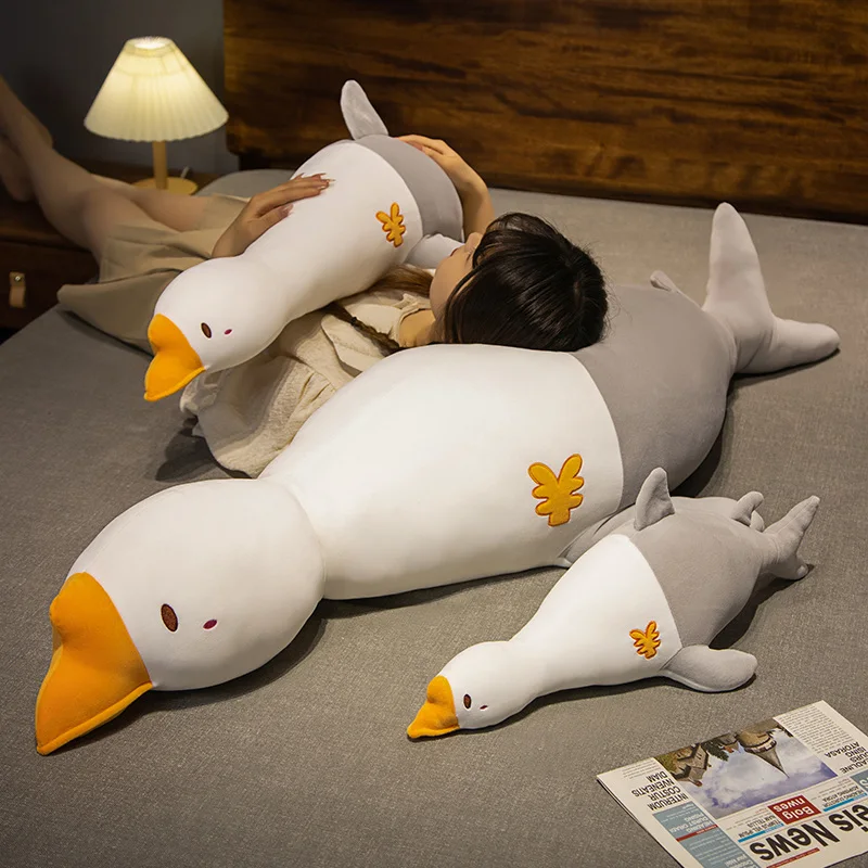 

50-120cm New Creative Giant White Goose Fish Plush Long Pillow Toy Cute Shark Tail Plushies Dolls Soft Cushion Home Room Decor