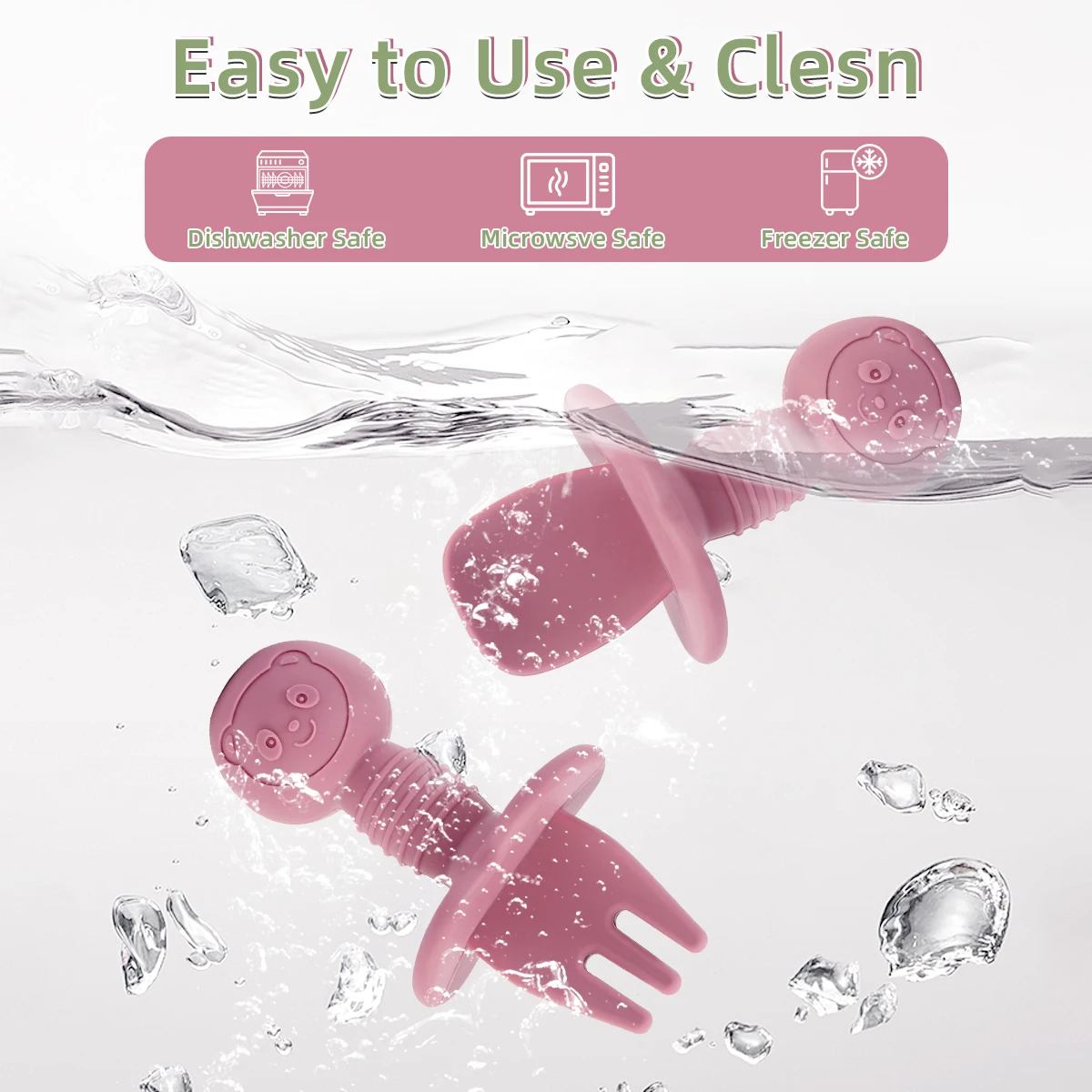 2 قطعة/المجموعة BPA الحرة سيليكون شوكة ملعقة الطفل...