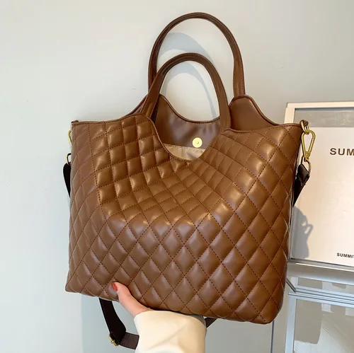 CGCBAG 대용량 여성용 토트백, Lingge Designe 럭셔리 핸드백, 2024 품질 가죽 숄더백, 간단한 통근 핸드백 2