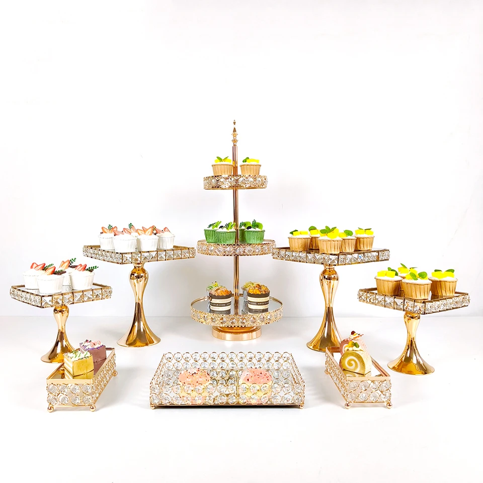 Set di 12 alzate per torte e dessert, 4 supporti per cupcake a