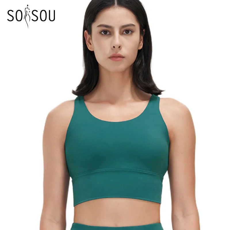SOISOU Lycra Top Women Yoga Sports Bra Gym Fitness Crop Top Bras For Women Underwear Deep V Beautiful Back Chest Pad Removable Best Sellers In Sports & Entertainment
