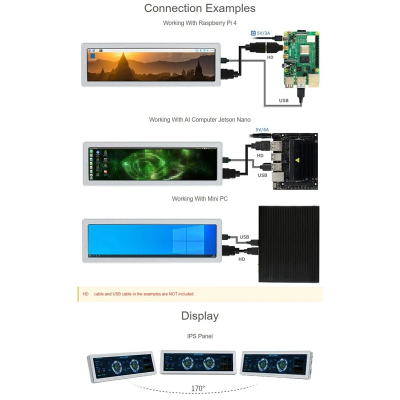 Waveshare 8.8 ġ IPS ̵  480X1920 ػ HDMI ȣȯ ÷ Ʈ IPS г