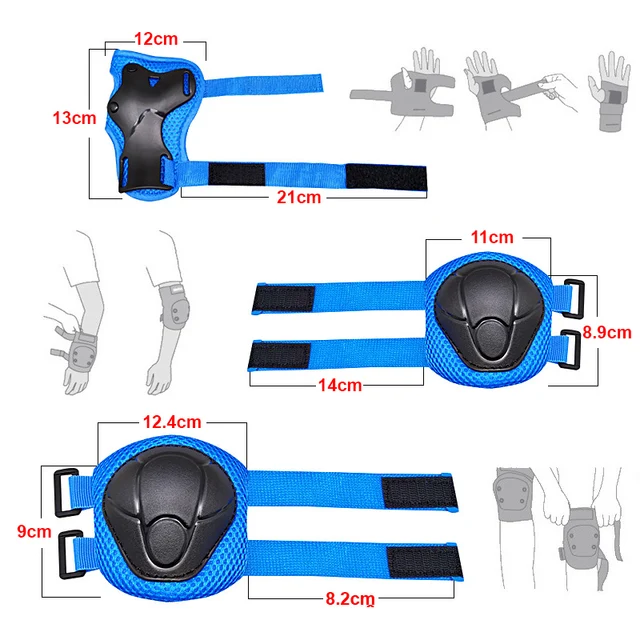 6pcs Protective Gears Set for Kids Children Knee Pad Elbow Pads Wrist Guards Child Safety Protector Kit for Cycling Bike Skating 5