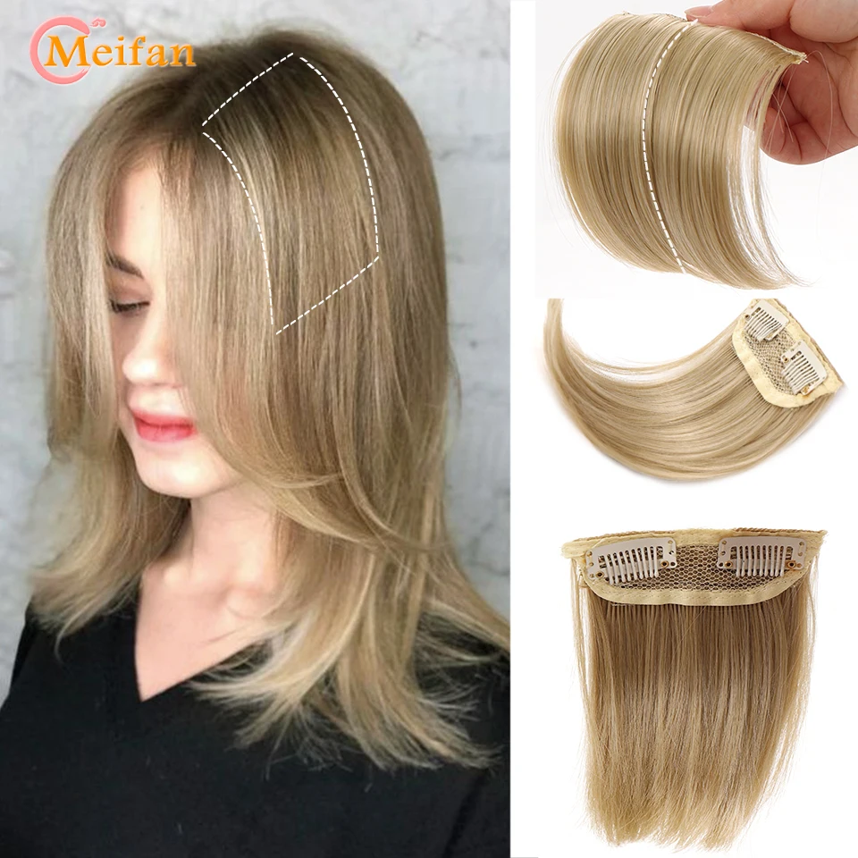 Synthetic Short Straight Patch Hair Pieces Invisible Clip in Hair Extension Fluff Natural Fake Pad Hight Hairpieces