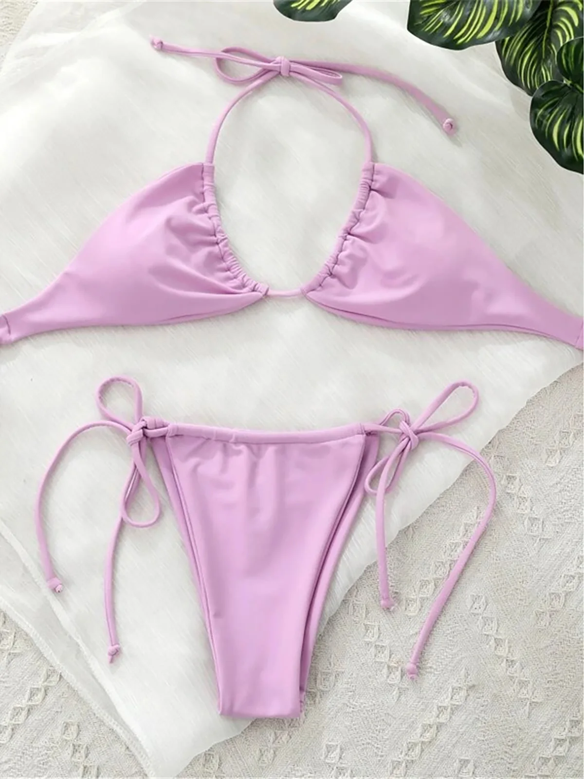 11 Color Halter Mini Micro Thong Bikini Female Swimsuit Women Swimwear Two-pieces Bikini set Bather Bathing Suit Swim K4064