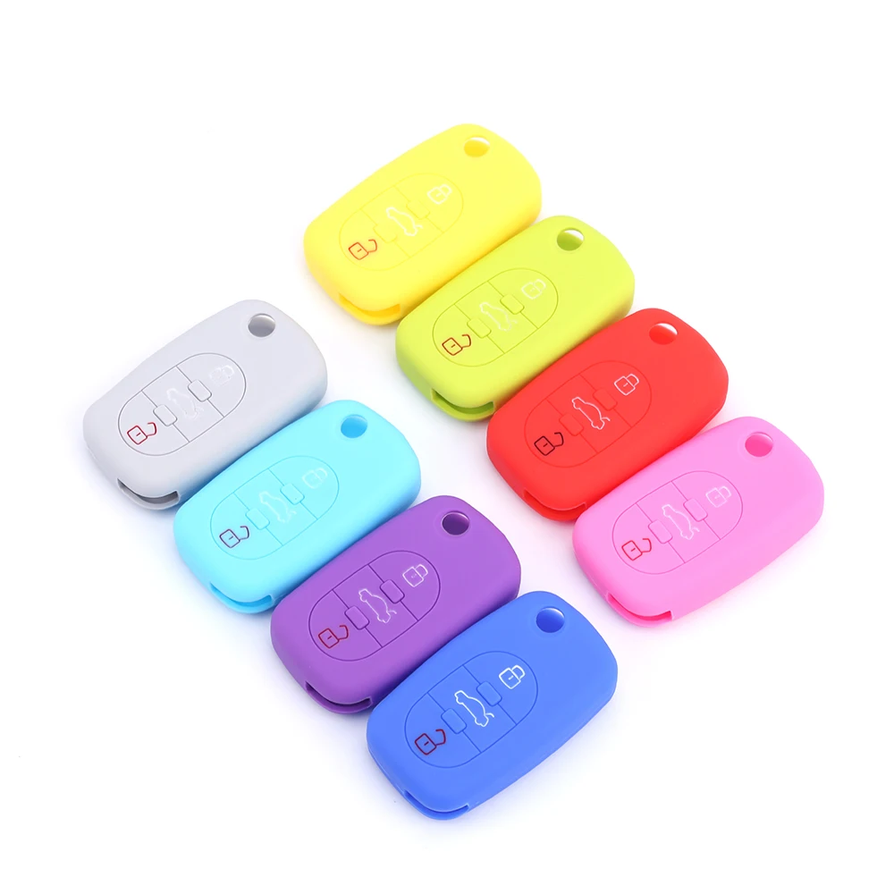 Pusakieyy 1Pc Silicone Key Case Cover For Audi A2 A3 A4 A6 A8 3 Buttons Flip Remote Fob Shell Black Red Pink Blue White Orange key case cover key case flip key fob shell car key shell remote control case cover