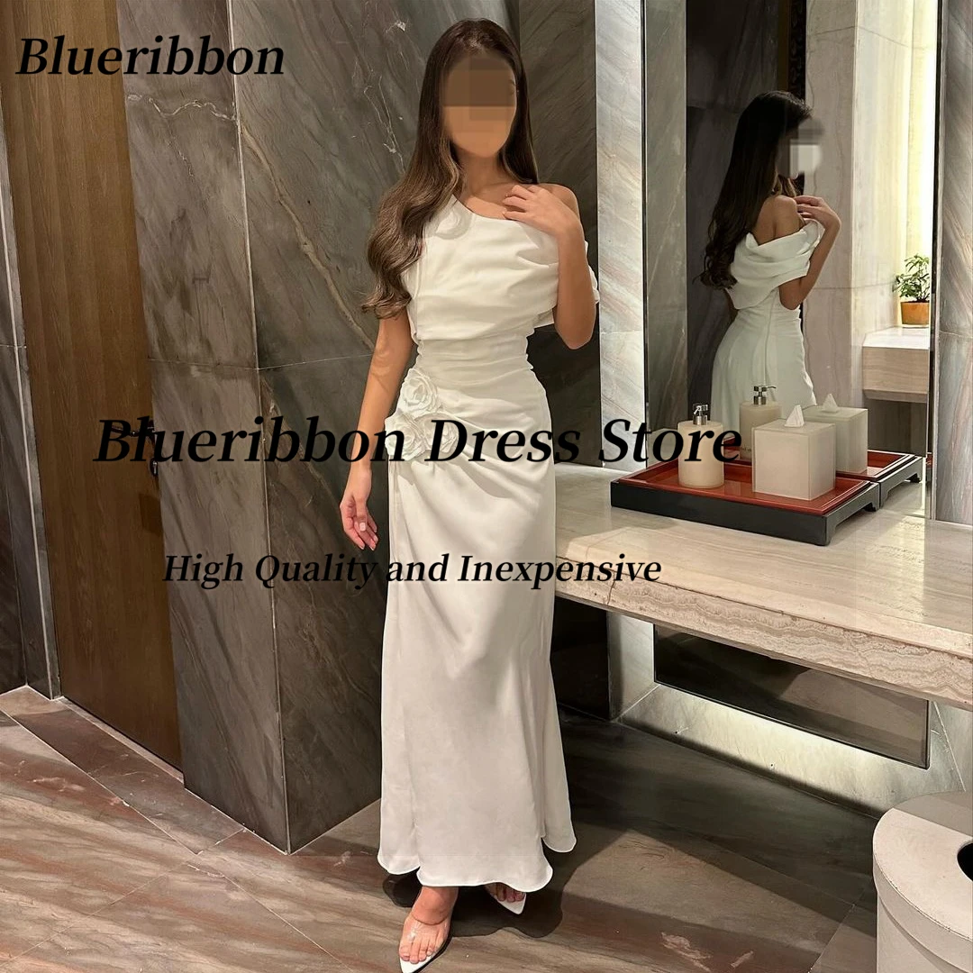 

Женское платье с открытыми плечами Blueribbon, платье с цветами для выпускного вечера, платье до щиколотки для особых случаев