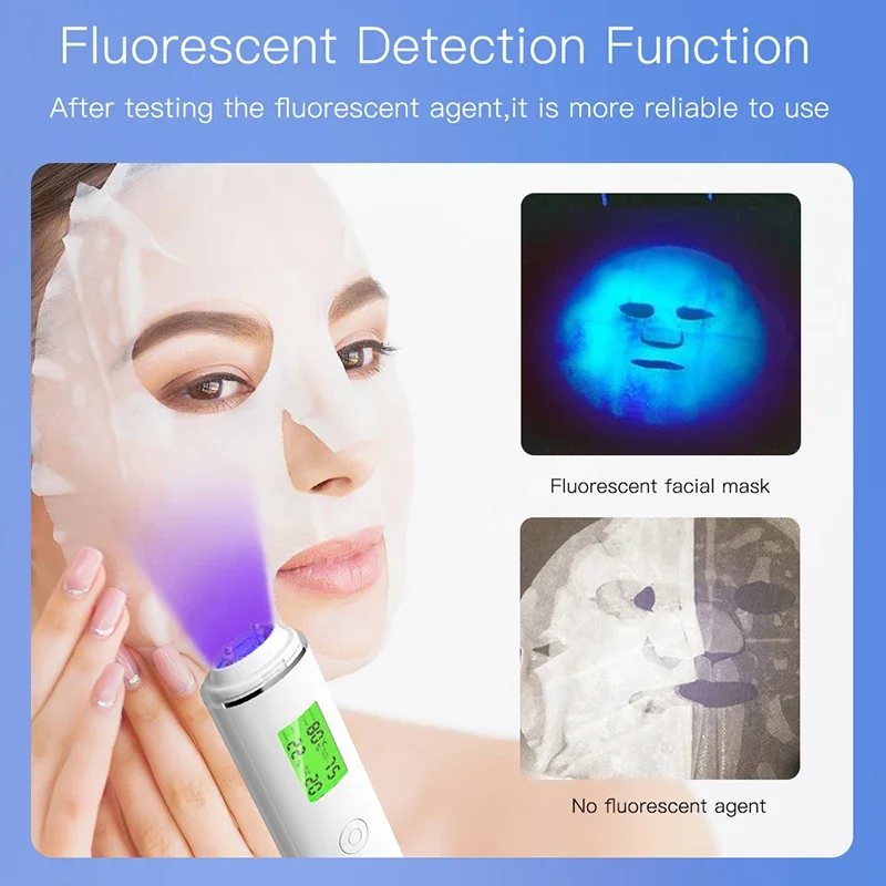 Rechargeable Portable Skin Analyzer Detector LCD Digital Water Oil Moisture Tester Fluorescent Agent Detection Face Care Tool