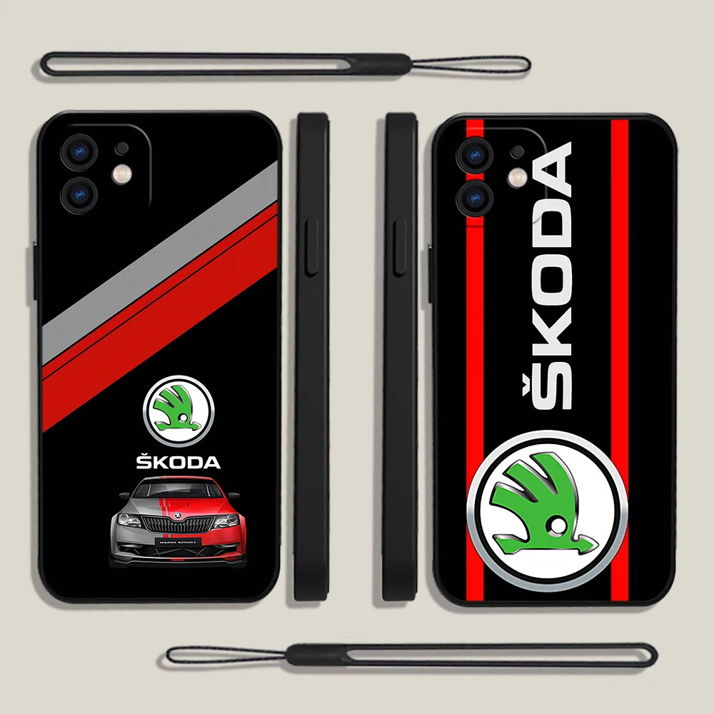 

Super Skodas Cars Logo Phone Case For Samsung Galaxy S23 S22 S21 S20 Ultra Plus FE S10 4G S9 Note 20 10 Plus With Lanyard Cover